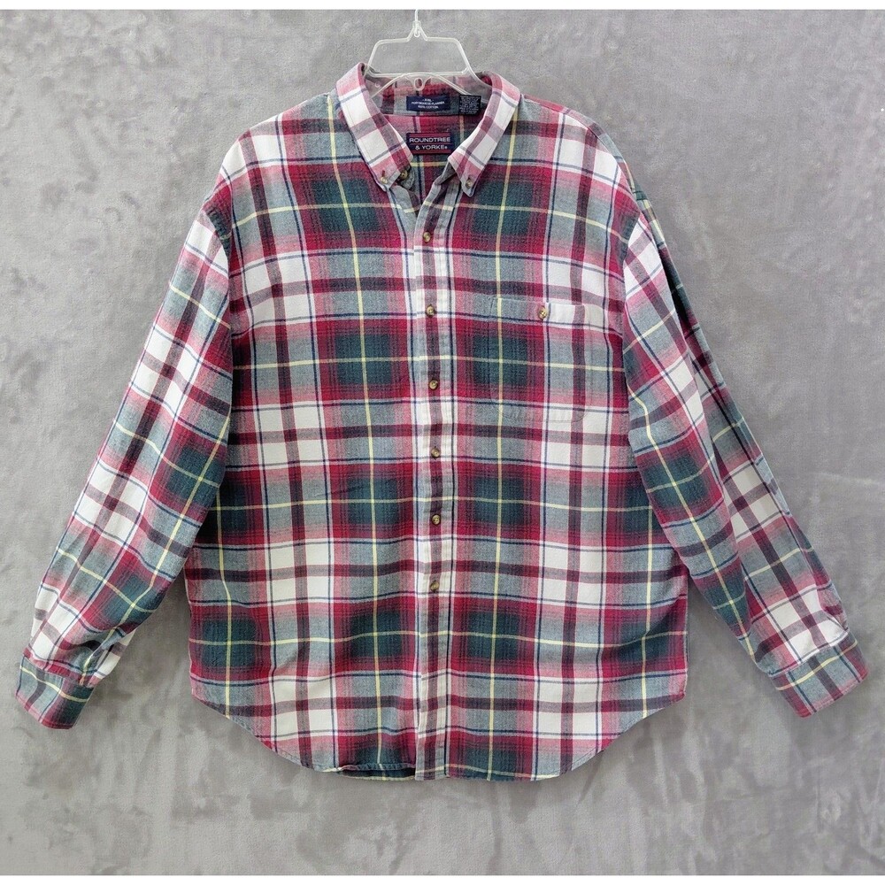 Roundtree & Yorke Portuguese Flannel Button Down Shirt Men's XXL Chest Pocket